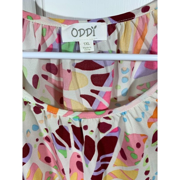 Oddi 1XL Multicolor Colorful Billow Ruffle Long Sleeve Blouse Bohemian Design - Picture 4 of 14